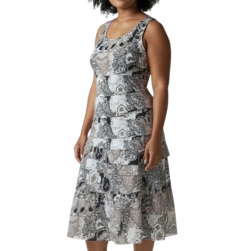 Style Co. Woman Paisley Tiered Ruffled Sleeveless Midi Dress 3X